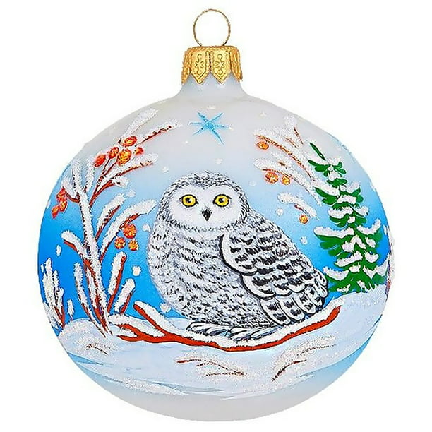 "Owl" Glass Christmas Ball Ornament 